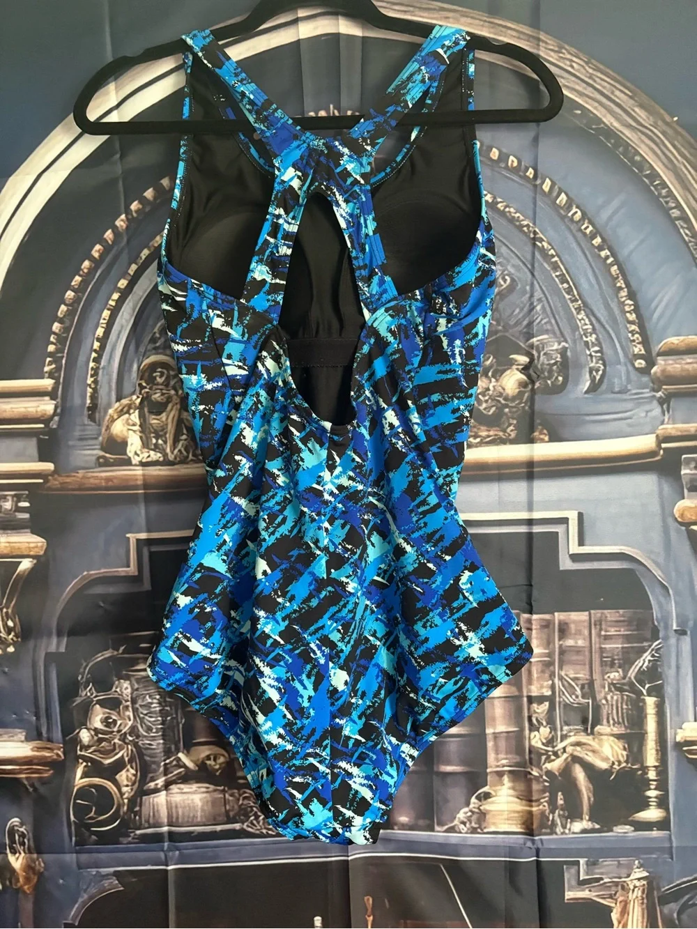 Blue Abstract Print One-Piece Swimsuit - Picture 3 of 10
